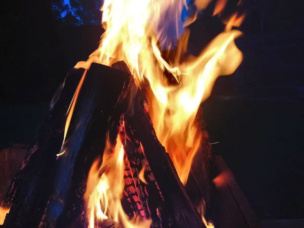 Bonfire Tongues Flame Dark Background — Stock Photo, Image