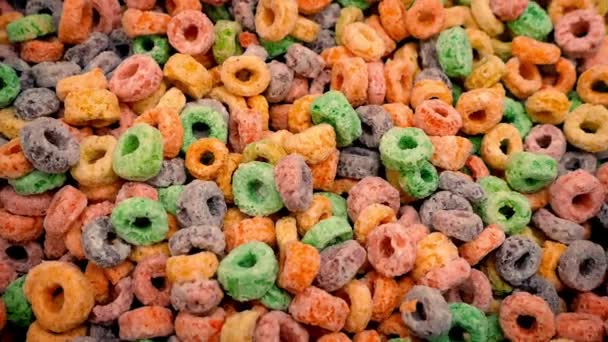 Colorful Cereal Hoops — Stock Video