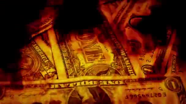 Pilha de dólares em chamas — Vídeo de Stock