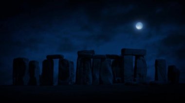 Stonehenge dolunay ile gece