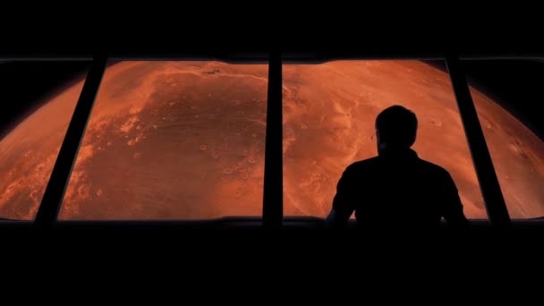 Astronaut Looks At Mars From Shuttle — Stock Video