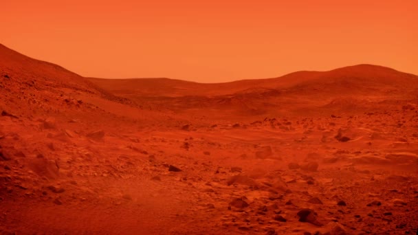 Поверхность планеты Марс с пылевым дуновением — стоковое видео