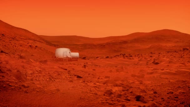 Маленькая база на Марсе в пыльном шторме — стоковое видео