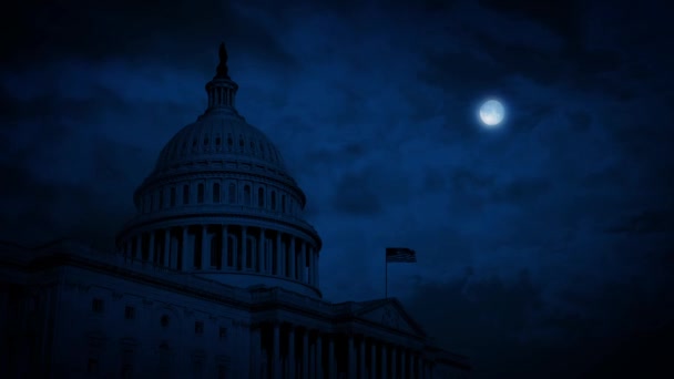 Capitolio de los Estados Unidos por la noche — Vídeos de Stock