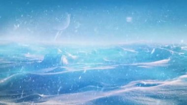 Radyasyon ile parlayan karlı yabancı gezegenin