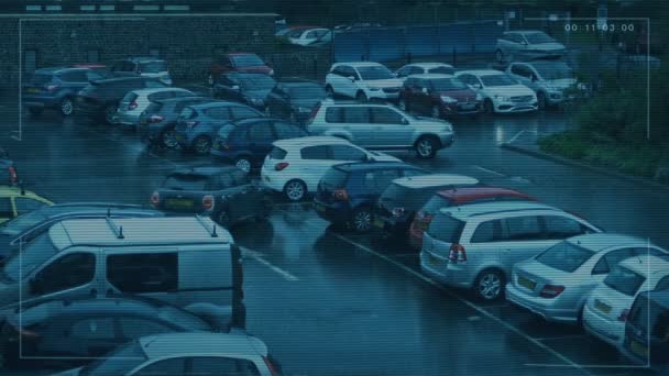 Estacionamento Carros Deixando Alimentação Cctv — Vídeo de Stock