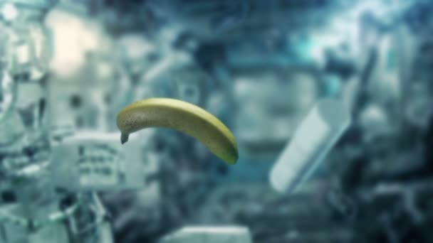 Banana Oggetti Galleggiano Dentro Space Shuttle — Video Stock