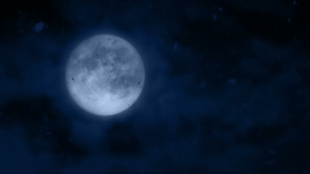 Śnieg Spada Księżyc Zimową Noc — Wideo stockowe