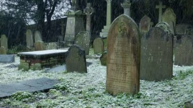 Kışın Mezarlıkta Kar yağar