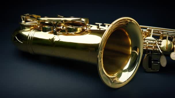 Saxofoon Blaasinstrument Zwart Bewegend Schot — Stockvideo