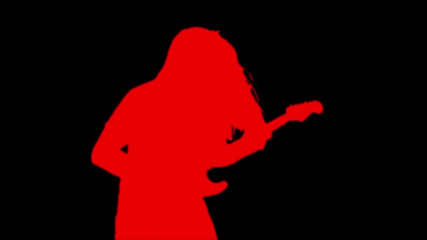 Heavy Metalowy Gitarzysta Rocking Out Silhouette — Wideo stockowe