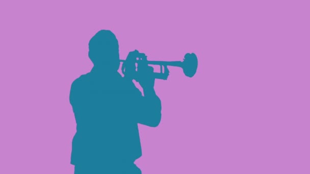 Bouncing Trumpet Player Silhouette Graphic — Stock Video