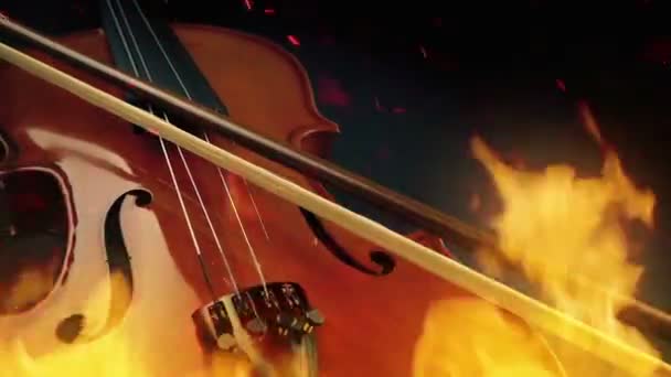 バイオリンの火の音楽 パッション コンセプト — ストック動画