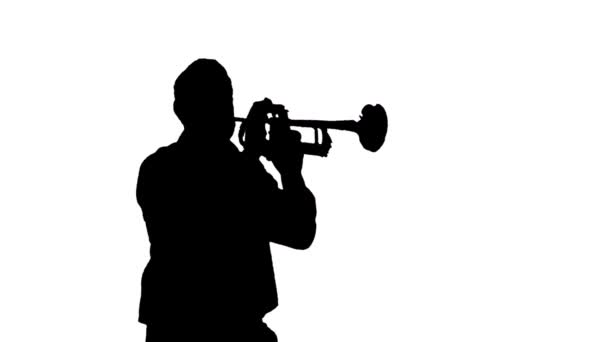 Bouncing Trumpet Player Silhouette Cutout — Stock video