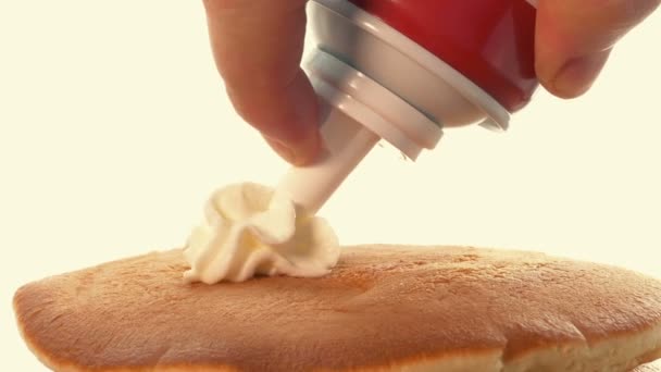 Whipped Cream Strawberry Slice Pancake — Stock Video