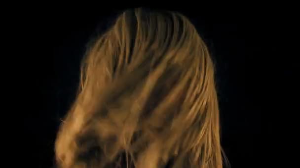 Man Blonde Hair Headbanging Music — Stock Video
