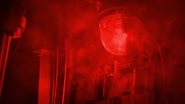 Red Alert Light Going Steam Blasting — Stock Video