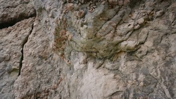 Het Passeren Van Verweerde Craggy Rock Face — Stockvideo