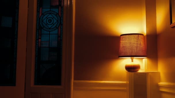 Lampe Allume Éteint Dans Couloir Nuit — Video