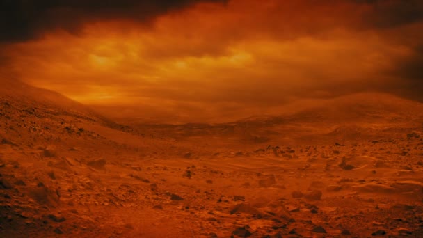 Mars Vijandig Landschap Met Stofstorm Bliksem — Stockvideo