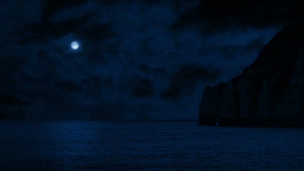 Lune Dessus Des Falaises Côtières Nuit — Video