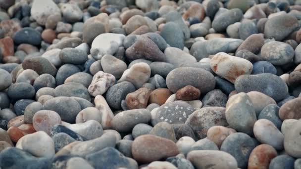 Playa Rocas Pila Tiro Movimiento — Vídeos de Stock