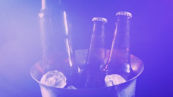 派对上从冰桶里拿的啤酒 — 图库视频影像