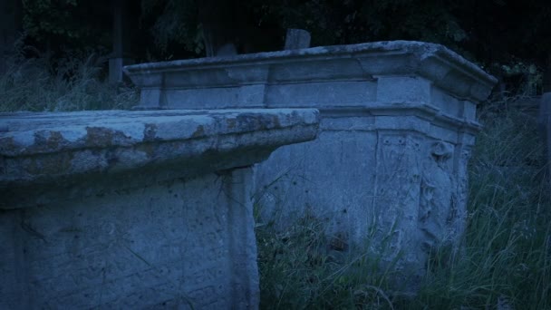 Criptas Cemitério Noite — Vídeo de Stock