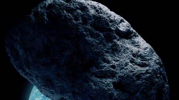 Obrovské Asteroidy Hlavy Směrem Zemi — Stock video