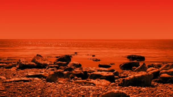 Paesaggio Rosso Marte Con Grande Lago — Video Stock