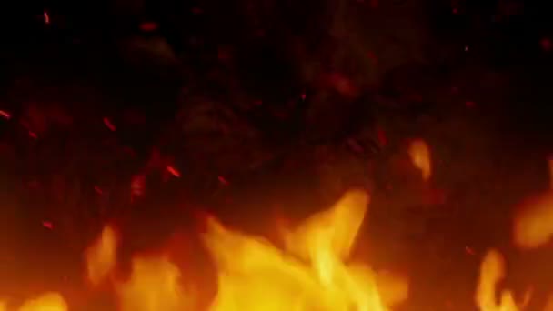 火の中の巨大な赤い目の獣の悪魔の概念 — ストック動画