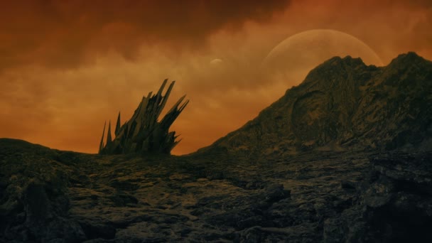 Metalen Structuur Alien Planet Landschap — Stockvideo