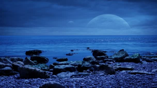 宇宙で海と青い惑星 — ストック動画
