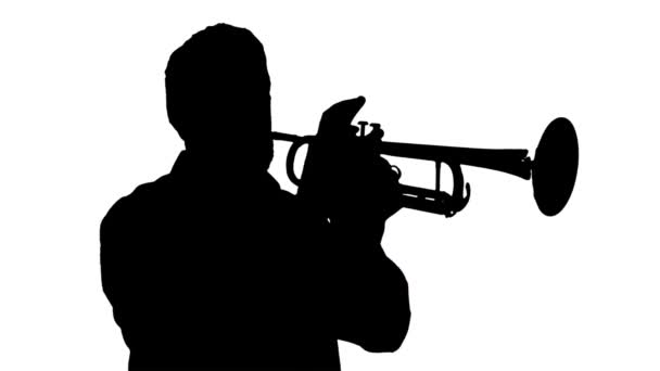 Mannen Spelar Trumpet Silhouette Cutout — Stockvideo