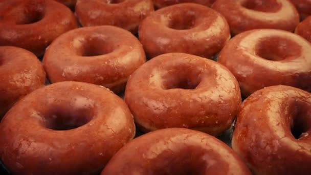 Glazed Ring Donuts Moving Shot — Stock Video