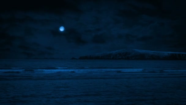 Vagues Côte Mer Entrant Nuit — Video