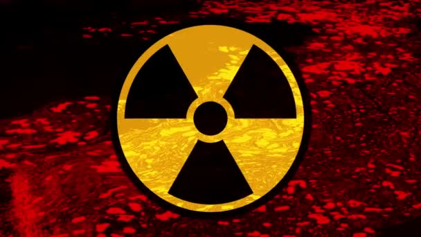 Símbolo Nuclear Com Fluxo Resíduos Vermelho — Vídeo de Stock