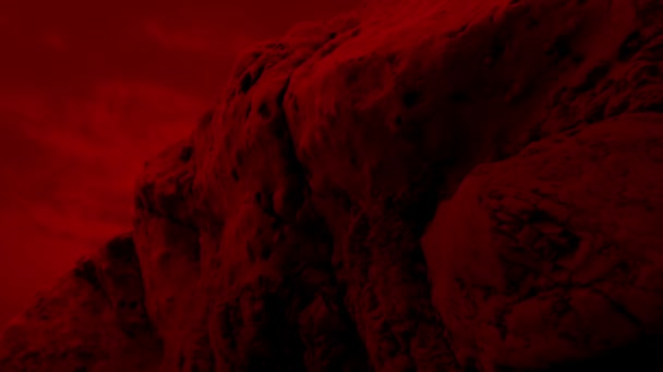 Gesteinsformation Auf Dem Mars Mit Rotem Himmel — Stockvideo