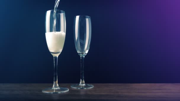 Champagne Hälls Evenemang Med Färgglada Ljus — Stockvideo