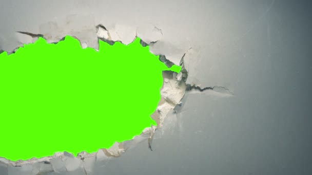 Big Hole Wall Greenscreen Cutout — Stok Video