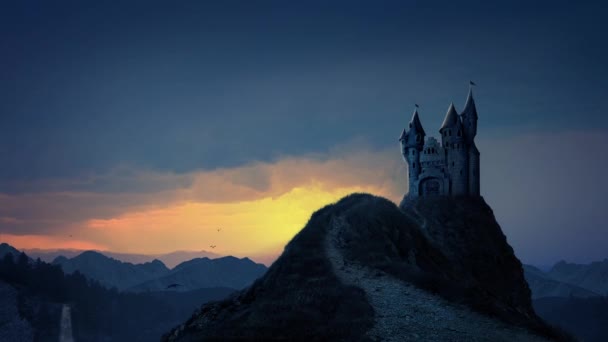 Pohádkové hrad při východu slunce