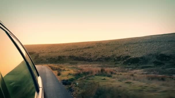 Conduzir através da selva ao pôr do sol — Vídeo de Stock