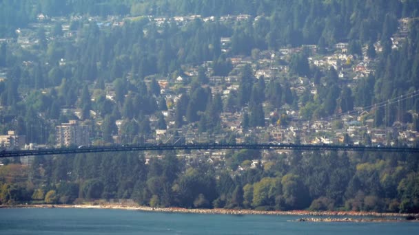 Voitures sur le pont sur l'eau le jour chaud — Video