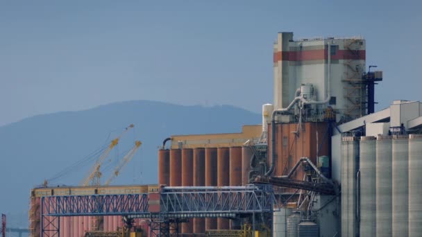 Atomkraftwerk mit Bergen im Rücken — Stockvideo