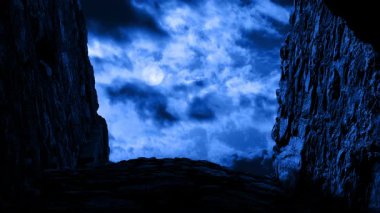 Gece Antik Duvarlar Üzerinden Yıldırım Düşüyor