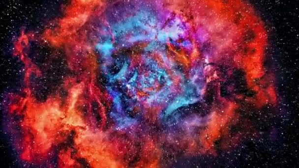Volando hacia la vasta nebulosa colorida — Vídeo de stock