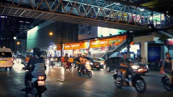 Banguecoque central à noite — Vídeo de Stock