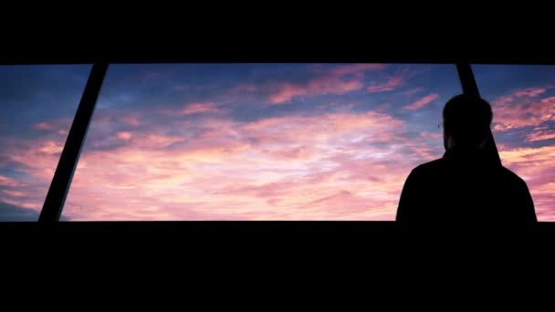 L'homme regarde le coucher de soleil incroyable — Video