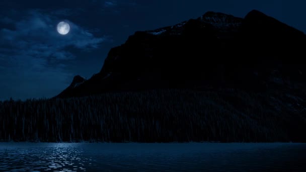 Mountains And Lake With Full Moon — Stock Video