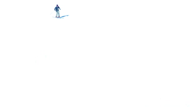 Skier On Pure White Slope — Stock Video